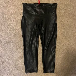 SPANX cropped feau leather leggings.
